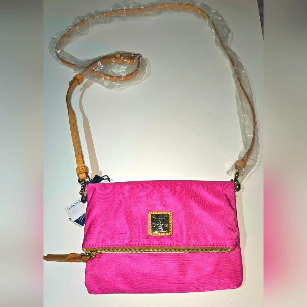 Dooney & Bourke Foldover Zip Crossbody Fushia NWT